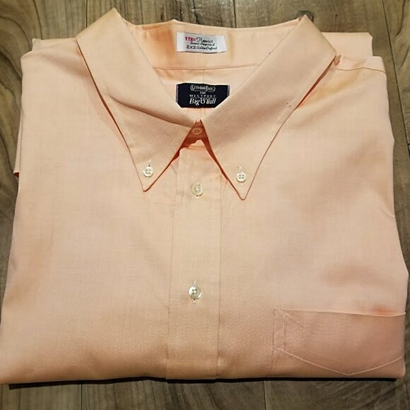 NEW Gitman Bros Mens Long Sleeve Button Down Shirt 22/35 Big & Tall Peach Oxford - Picture 1 of 6